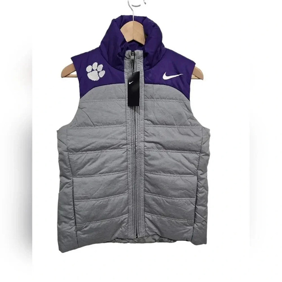 NWT Nike Clemson Tigers Purple Gray Puffer Vest Womens Medium - Picture 7 of 7